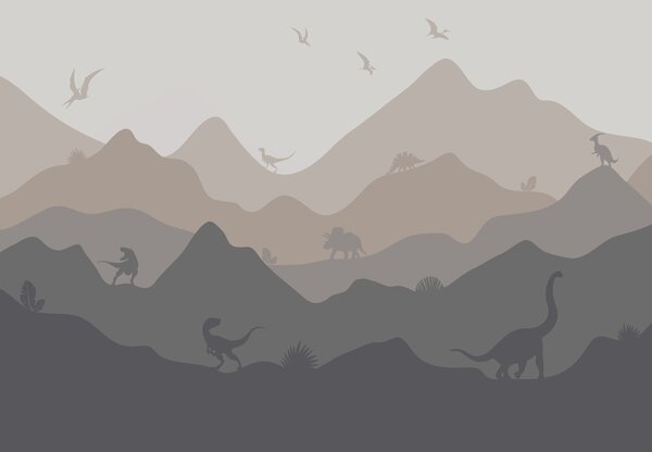 Fototapeta - Dinosaury - v odtieňoch (147x102 cm)