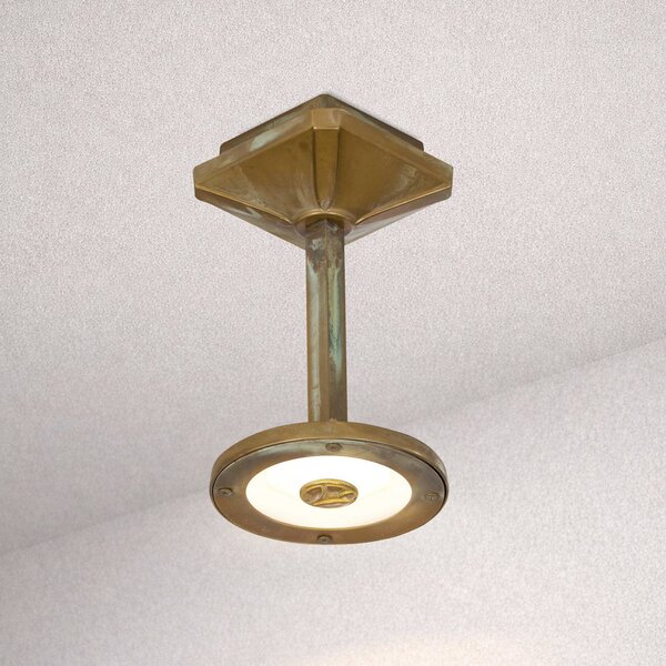 Moretti Luce Vonkajšie stropné LED svietidlo Aura Disk, výška 20 cm, antická mosadz, Hnedá / staromosadz, Mosadz, Vidiecky / Rustikálny