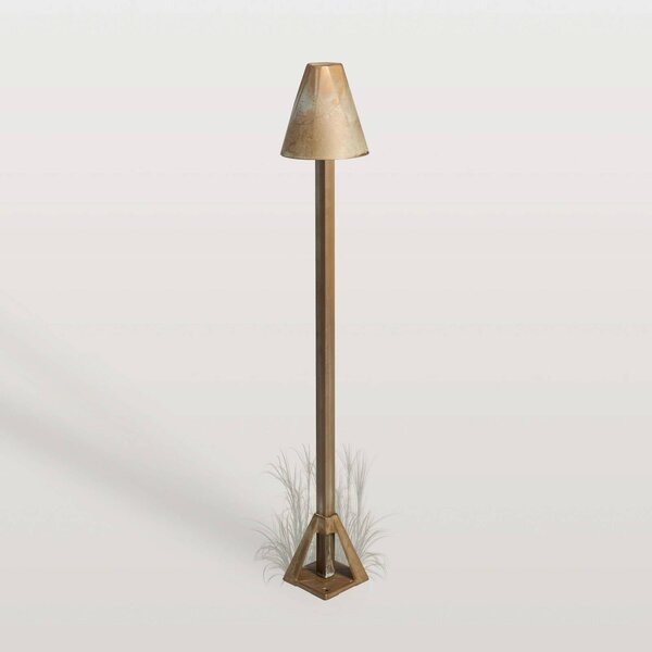Moretti Luce LED podlahová lampa Silva Disk, výška 50 cm, antická mosadz, Hnedá / staromosadz, Mosadz, Vidiecky / Rustikálny, Vonkajčie stĺpové osvetlenie