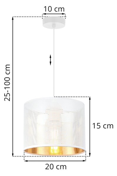 Závesné svietidlo Asti0, 1x biele PVC tienidlo, (fi 20cm), g, w