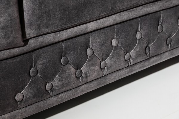 Dizajnová trojsedačka Chesterfield 205 cm tmavosivá