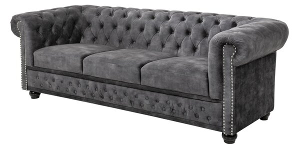 Dizajnová trojsedačka Chesterfield 205 cm tmavosivá