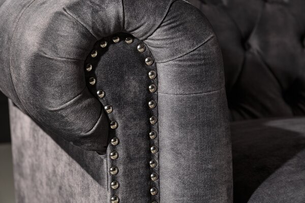 Dizajnová trojsedačka Chesterfield 205 cm tmavosivá