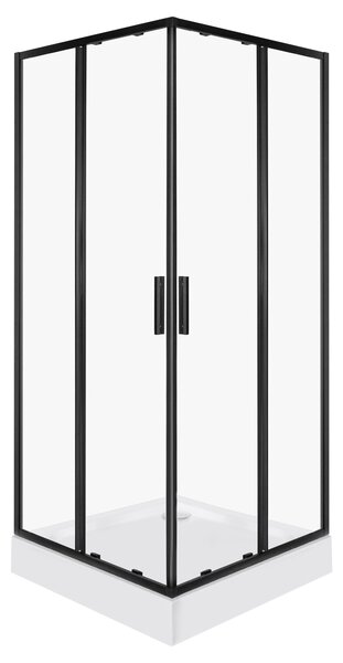 Novoterm Štvorcový sprchový kút NV-Solid SQ BL 80, čierny/transparent - bez vaničky