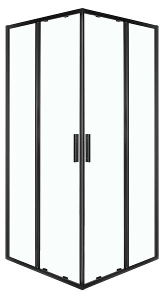 Novoterm Štvorcový sprchový kút NV-Solid SQ BL 80, čierny/transparent - bez vaničky