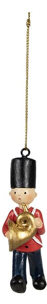 Červená vianočná závesná dekorácia socha Vojačik - 4*2*8 cm - Clayre & Eef