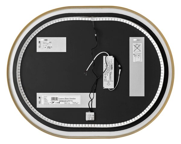 Comad Závesné zrkadlo s LED osvetlením Apollo 2 90x70 cm s pohybovým senzorom, zlatá
