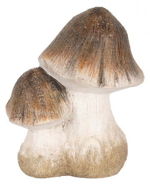 Béžovo-hnědá keramická dekorace houby Mushroom - 10*7*12 cm - Clayre & Eef