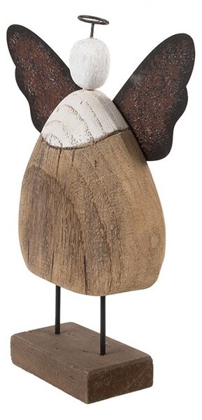 Dekorácia drevená figúrka anjel Angel Rustic M - 13*5*19 cm - Clayre & Eef