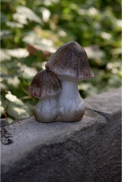 Béžovo-hnědá keramická dekorace houby Mushroom - 10*7*12 cm - Clayre & Eef