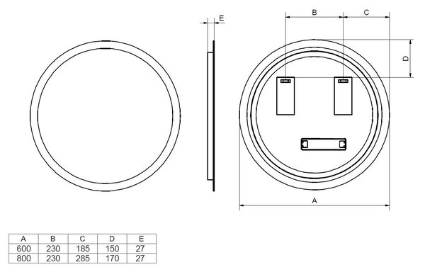 Comad Závesné zrkadlo s LED osvetlením Venus ⌀80 cm
