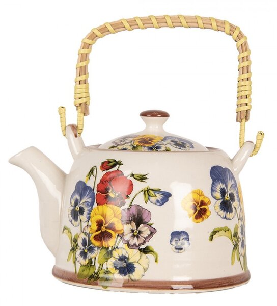 Krémová kanvička s sirôtkami a so sitkom - 18*14*12 cm / 800 ml - Clayre & Eef