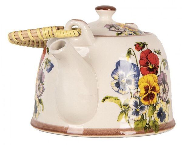 Krémová kanvička s sirôtkami a so sitkom - 18*14*12 cm / 800 ml - Clayre & Eef