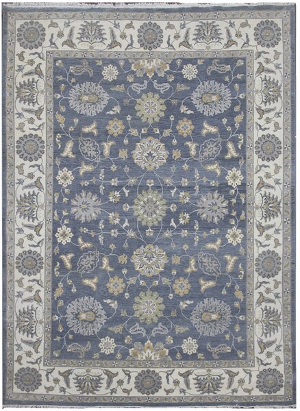 Diamond Carpets koberce Ručne viazaný kusový koberec Diamond DC-Zigler Jeans blue / ivory - 120x170 cm