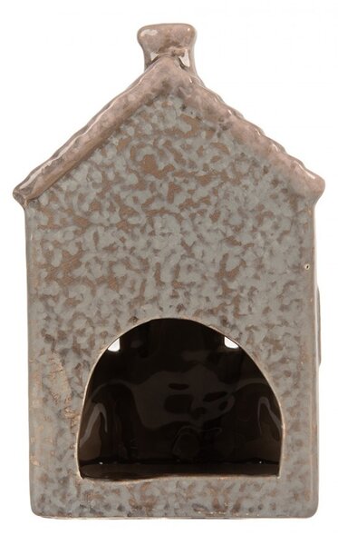 Modrý keramický domček na čajovú sviečku Lamont - 10*8*15 cm - Clayre & Eef