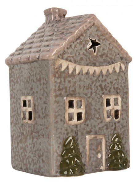 Modrý keramický domček na čajovú sviečku Lamont - 10*8*15 cm - Clayre & Eef
