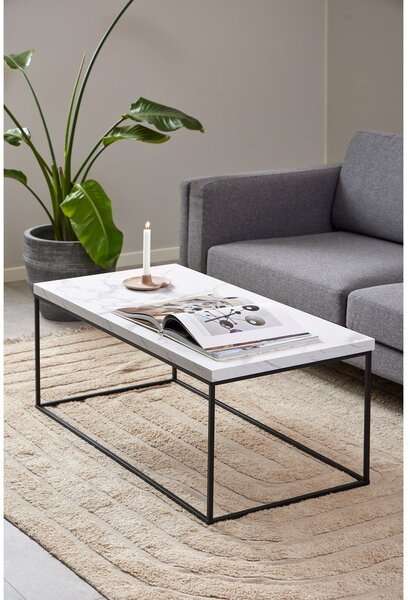 Biely konferenčný stolík s doskou v dekore mramoru 55x110 cm Barossa – Actona