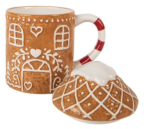 Hnedý keramický hrnček perníková chalúpka - 14*10*15 cm / 450 ml - Clayre & Eef