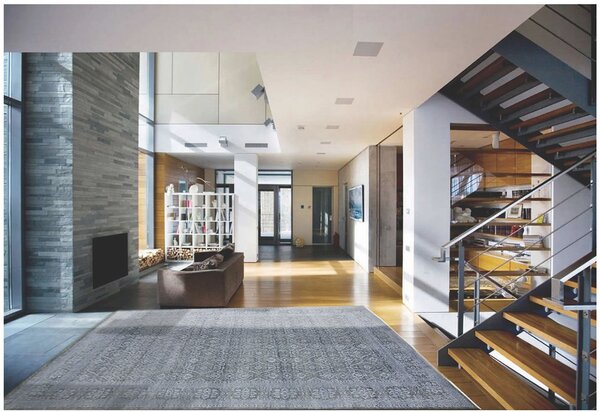 Diamond Carpets India , Ručne viazaný kusový koberec Diamond DC-HALI B Light grey / blue, 120x170, modrá, chodba / predsieň