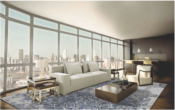 Diamond Carpets India , Ručne viazaný kusový koberec Diamond DC-JK 3 Silver / blue, 120x170, modrá, chodba / predsieň