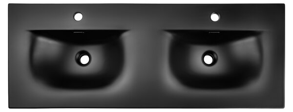 Comad Nábytkové keramické dvojumývadlo SKY 1 BLACK MATT 120D DP, 121x46 cm, čierna matná