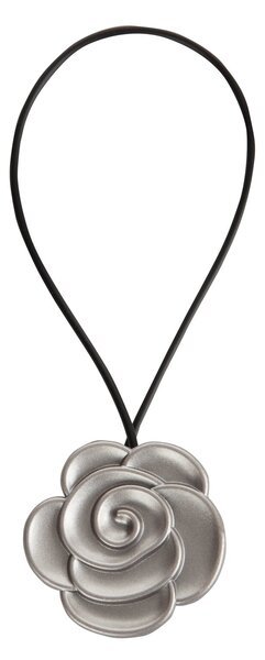 SADA 2KS DEKORAČNÁ SPONA NA ZÁVES FLOWER S MAGNETOM 5 X 21 CM STRIEBORNÁ