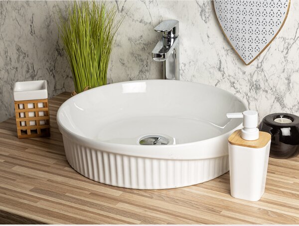Novoterm Keramické umývadlo na dosku NV-KR-9037 (ø 42,5 cm) biele
