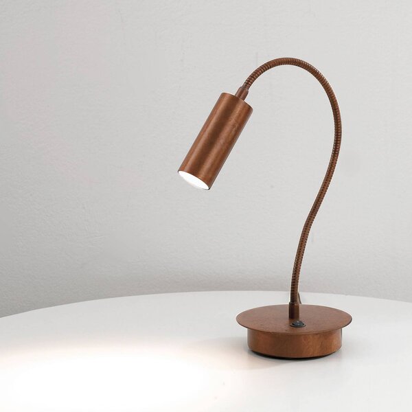Cremasco Stolová lampa 7538, drevo brunované, nastaviteľná, GU4-MR11, Tmavé drevo, Obývacia izba / jedáleň, Mosadz, Moderný, Stojacie svietidlo