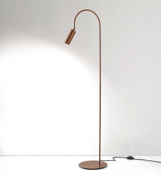Stojacia lampa 7539, brúsené drevo, mosadz, GU10, Tmavé drevo, Obývacia izba / jedáleň, Mosadz, Moderný, Oblúková stojaca lampa
