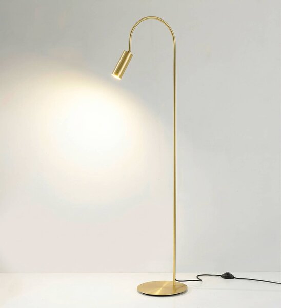 Stojacia lampa 7539, satinovaná mosadz, GU10, Mosadz / zlato, Obývacia izba / jedáleň, Mosadz, Moderný, Oblúková stojaca lampa