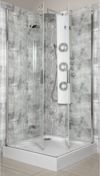 Novoterm Zalamovacie otočné sprchové dvere NV-Style DR CHR 80, chróm/transparent - bez vaničky