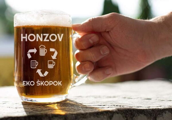 Pieskovaný polliter na pivo Honzov EKO škopok