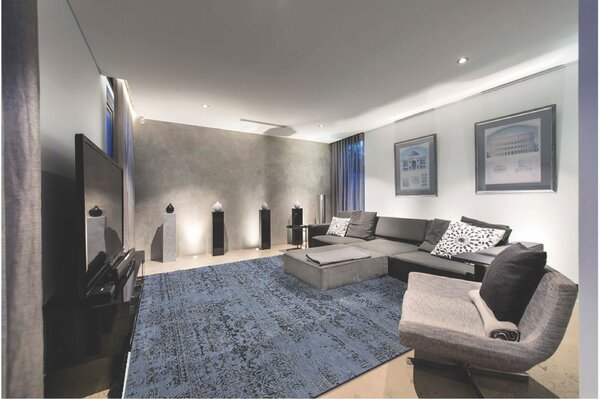 Diamond Carpets India , Ručne viazaný kusový koberec Diamond DC-JK 1 Jeans blue / black, 120x170, modrá, chodba / predsieň