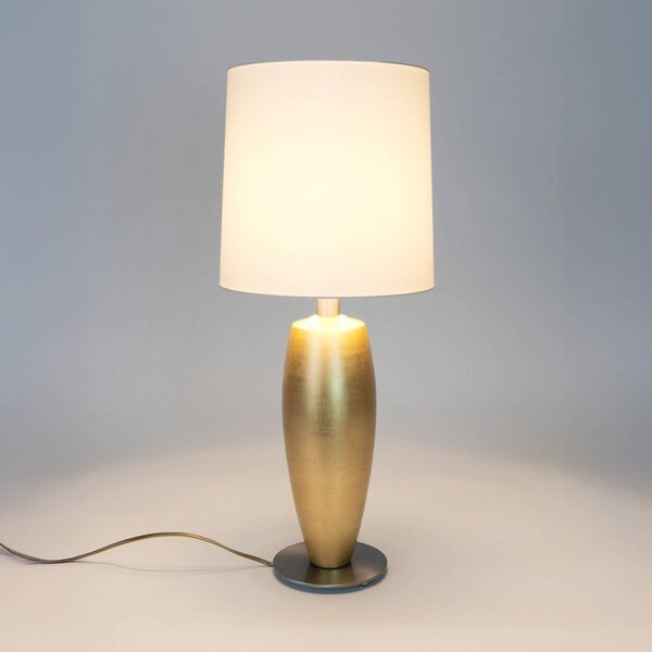 Stolová lampa OMEGA SOTTILE, zlatá/biela, výška 68 cm, keramika, E27, Mosadz / zlato, Obývacia izba / jedáleň, Keramický, Stojacie svietidlo