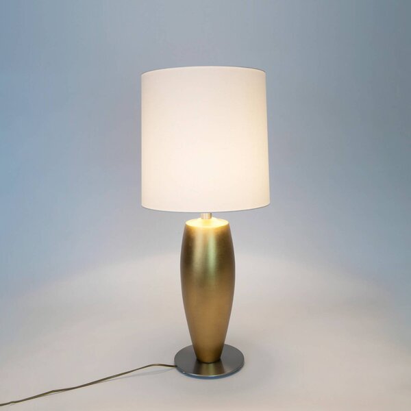 Stolová lampa OMEGA SOTTILE, zlatá/biela, výška 80 cm, keramika, E27, Mosadz / zlato, Obývacia izba / jedáleň, Keramický, Stojacie svietidlo