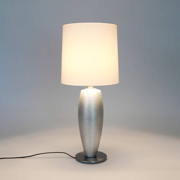 Holländer Stolová lampa SIGMA SOTTILE, strieborná/biela, výška 68 cm, keramika, E27, Chrómová / strieborná, Obývacia izba / jedáleň, Keramický, Stojacie svietidlo
