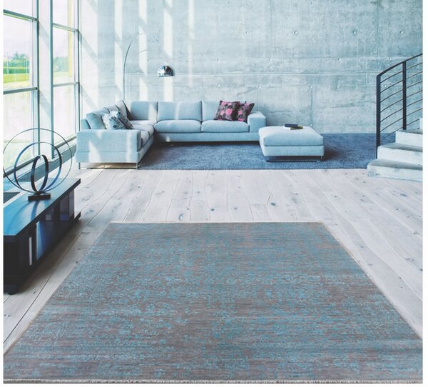 Diamond Carpets India , Ručne viazaný kusový koberec Diamond DC-JK 1 Silver / light blue, 120x170, modrá, chodba / predsieň