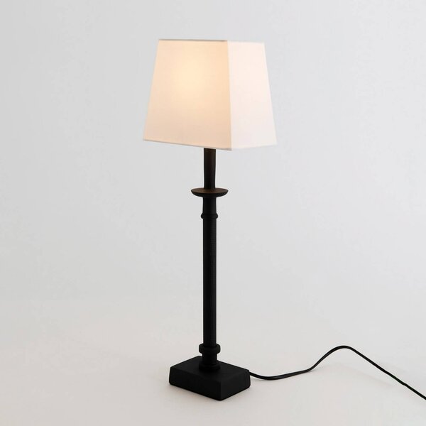 Holländer Stolová lampa PALMARIA, čierna/biela, výška 52 cm, kov, E14, Čierna, Obývacia izba / jedáleň, Hliník, Stojacie svietidlo