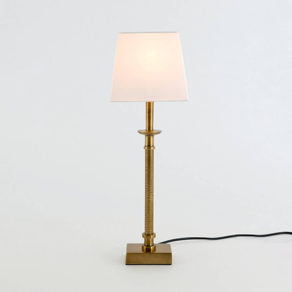 Stolová lampa PALMARIA, zlatá/biela, výška 52 cm, kov, E14, Mosadz / zlato, Obývacia izba / jedáleň, Hliník, Stojacie svietidlo