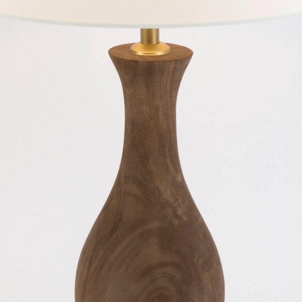 Stolová lampa ANTELAO, prírodná/écru, výška 45 cm, mangové drevo, E27, Tmavé drevo, Obývacia izba / jedáleň, Drevo, Stojacie svietidlo