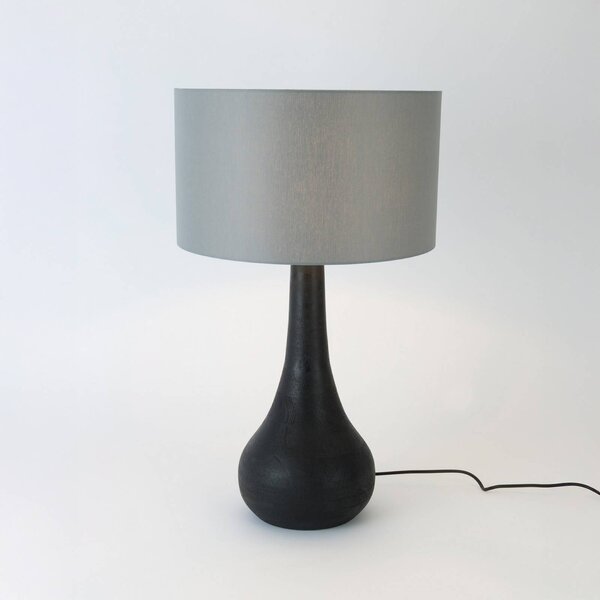Stolová lampa RODOLFO, čierna/sivá, výška 63 cm, drevo/chintz, Čierna, Obývacia izba / jedáleň, Drevo, Stojacie svietidlo