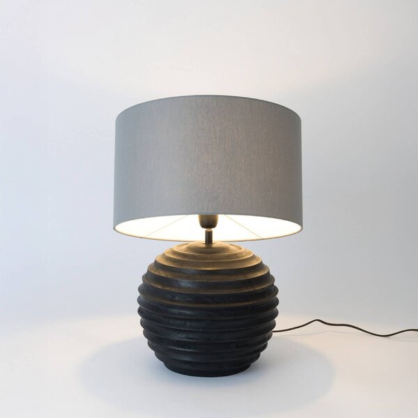 Holländer Stolová lampa GIOACCHINO, čierna/sivá, výška 50 cm, drevo/chintz, Čierna, Obývacia izba / jedáleň, Drevo, Stojacie svietidlo