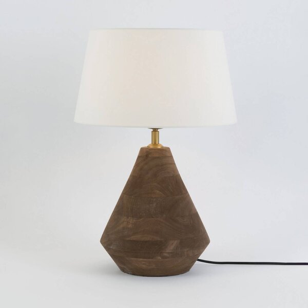 Stolová lampa CAPANNE, prírodná/écru, výška 37 cm, mangové drevo, E27, Tmavé drevo, Obývacia izba / jedáleň, Drevo, Stojacie svietidlo