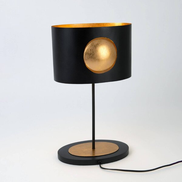 Stolová lampa AURORA OVAL, čierna, výška 47 cm, kov, 2x G9, Čierna, Obývacia izba / jedáleň, kov, Moderný, Stojacie svietidlo