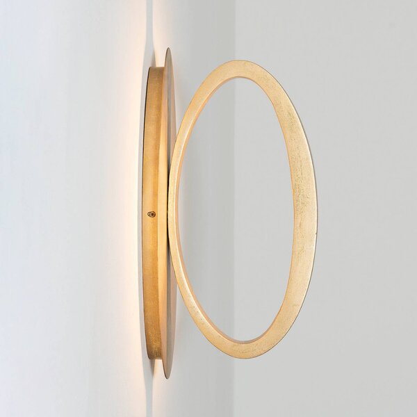 Holländer LED nástenné svetlo ASTERISCO OVAL, zlatá, 45 cm, kovová, stmievateľná, Mosadz / zlato, Obývacia izba / jedáleň, kov, Moderný, Nástenné svietidlo