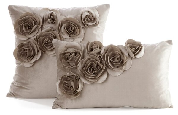Dekorstudio Obliečka na vankúš s ROSES aplikáciou ruží 30x50cm - béžová