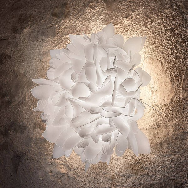 Slamp Veli Foliage Stredné nástenné svetlo, Ø 54 cm, Biela / opálová, Obývacia izba / jedáleň, Plast, Dizajn, Nástenné svietidlo