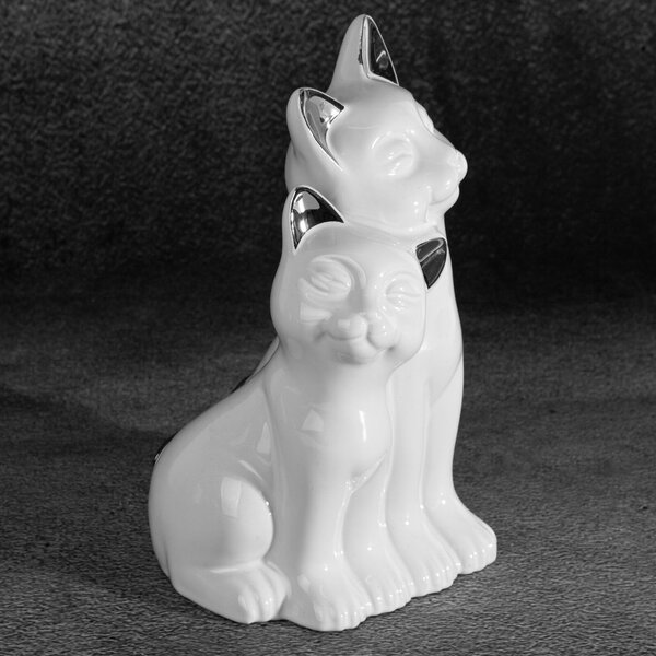 DEKORAČNÁ SOŠKA CAT 14X12X22 CM BIELA