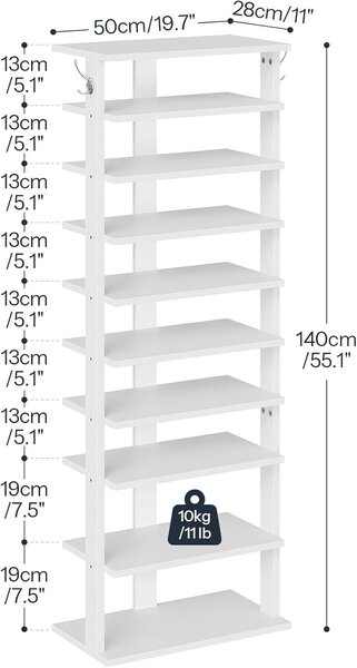 Botník Vasagle Kloudy 50 cm biely II