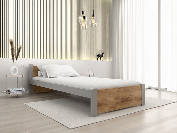 Posteľ IKAROS 90 x 200 cm, dub artisan/sivá Rošt: S latkovým roštom, Matrac: Bez matraca